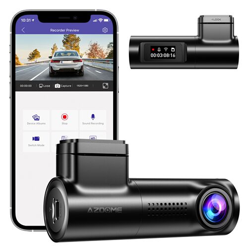 AZDOME汽车行车记录仪1080P高清广角可旋转WIFI手机互联停车监控