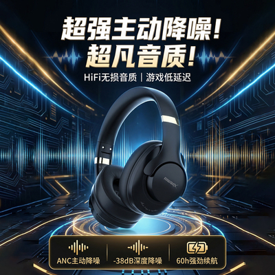 瑞博士耳机头戴式蓝牙无线主动降噪ANC电竞游戏电脑耳麦2025新款