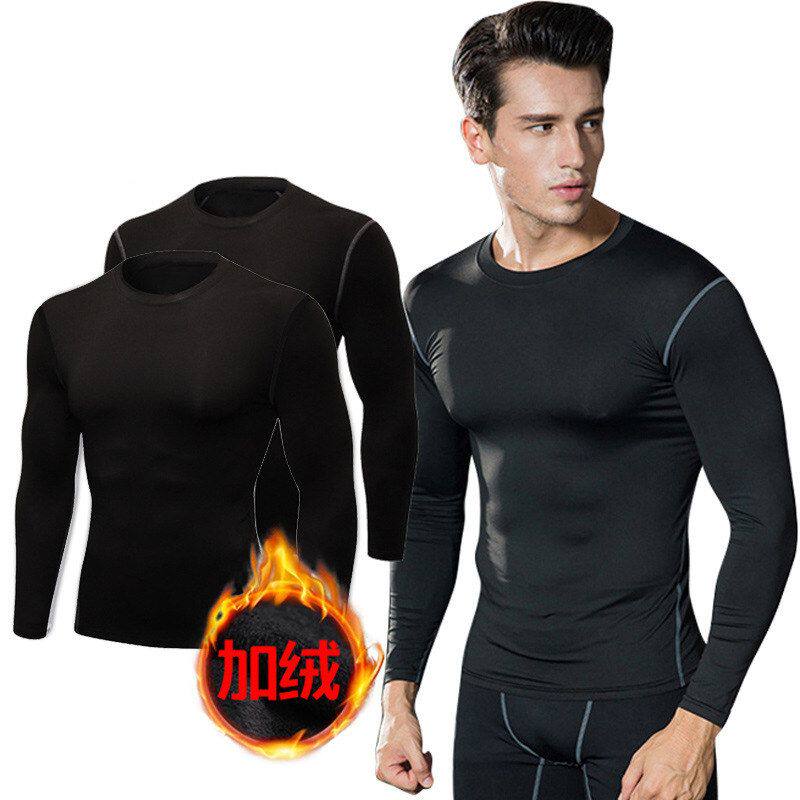 加绒篮球pro运动紧身上衣长袖弹力压缩健身服男士跑步训练打底衣