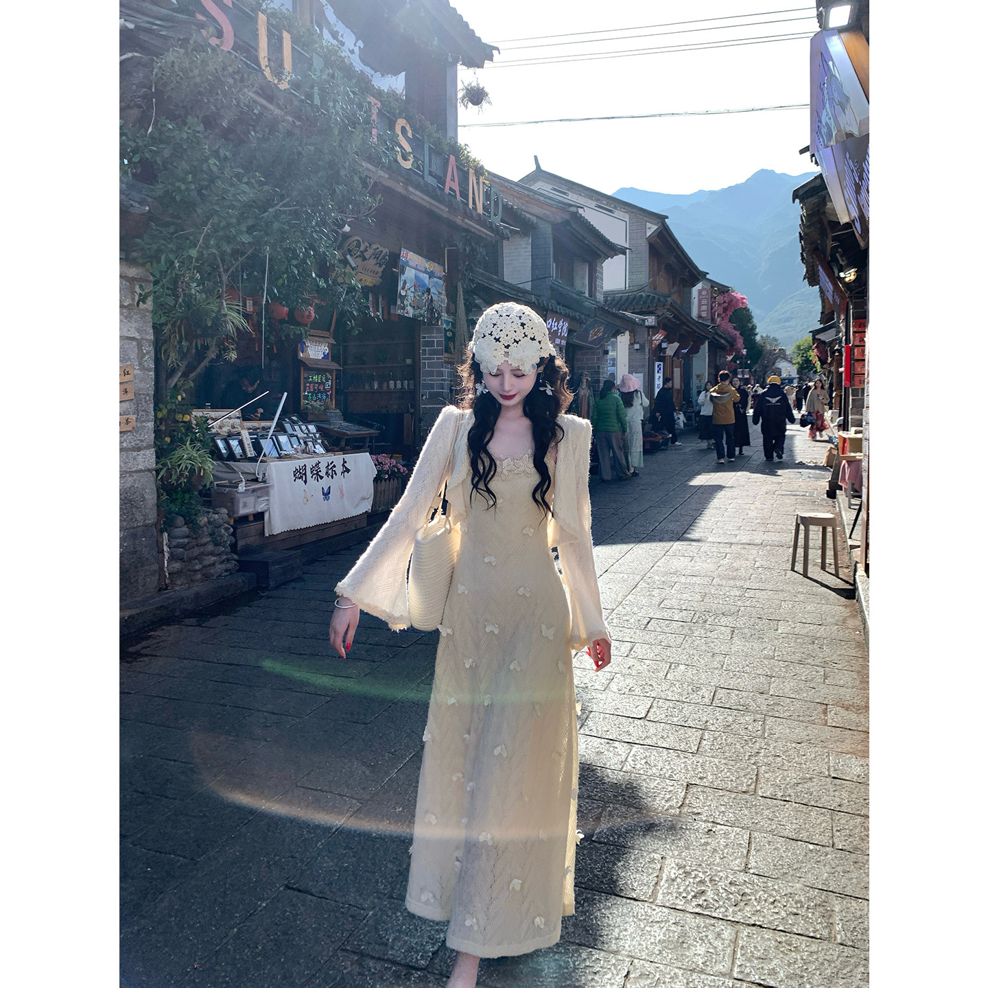 法式复古提花针织连衣裙图片