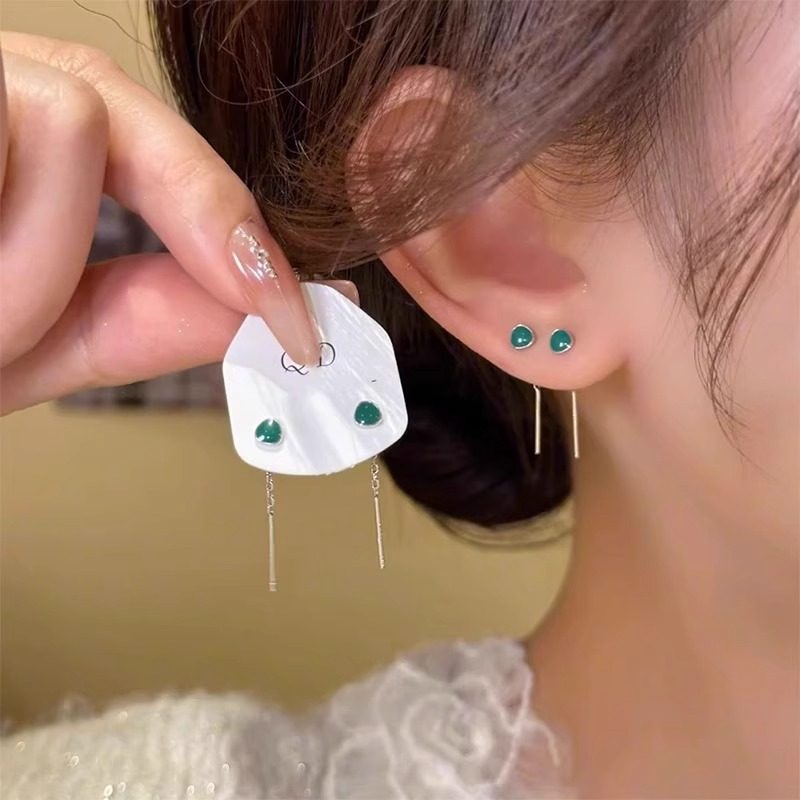 牛油果绿色珠珠流苏耳线女2025新款爆款小众设计感耳环高级感耳饰,饰品/流行首饰/时尚饰品新,耳线,淘宝优惠券,粉丝福利购,淘宝优惠卷