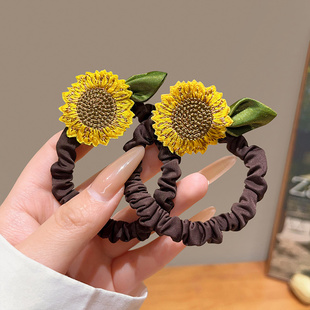 一举夺魁向日葵扎头发绳女夏季 头饰 太阳花橡皮筋发圈头绳2024新款