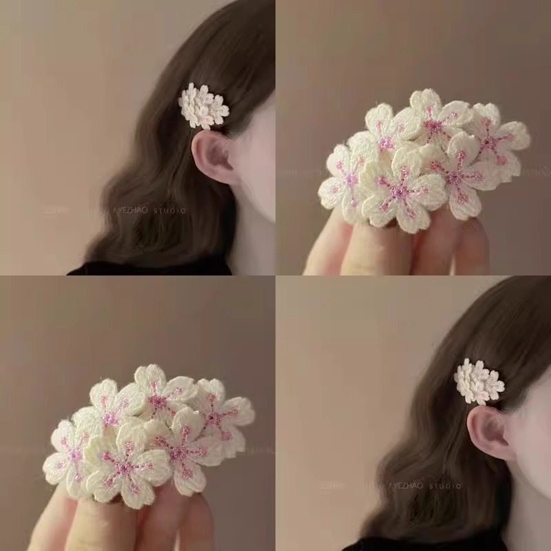 韩国落樱刺绣花朵发夹女2025年新款侧边刘海夹发卡高级感bb夹头饰