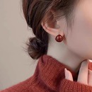 时尚 安可拉红滴釉圆球耳环女秋冬轻奢小众耳钉高级感气质独特耳饰