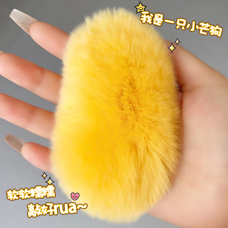秋冬芒狗发夹芒果核毛绒bb夹发卡女獭兔毛毛侧边碎发刘海夹子头饰
