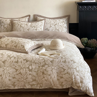 高克重雕花双面毛绒四件套加绒床单被套牛奶绒冬季保暖床笠款床品