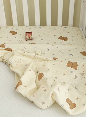 软糯透气 A类双层纱夏季儿童床笠全棉纯棉婴儿拼接床夏季可定制