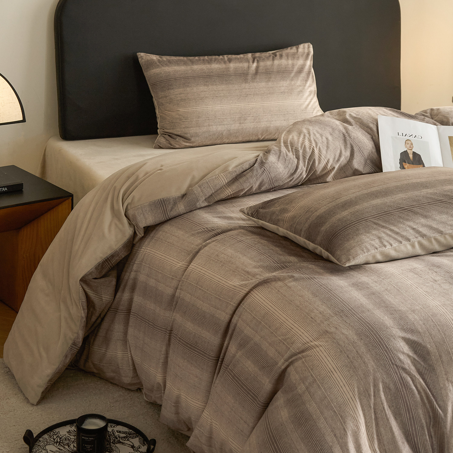 复古印花婴儿绒床单被套四件套床上秋冬保暖双面加绒加厚卧室床品