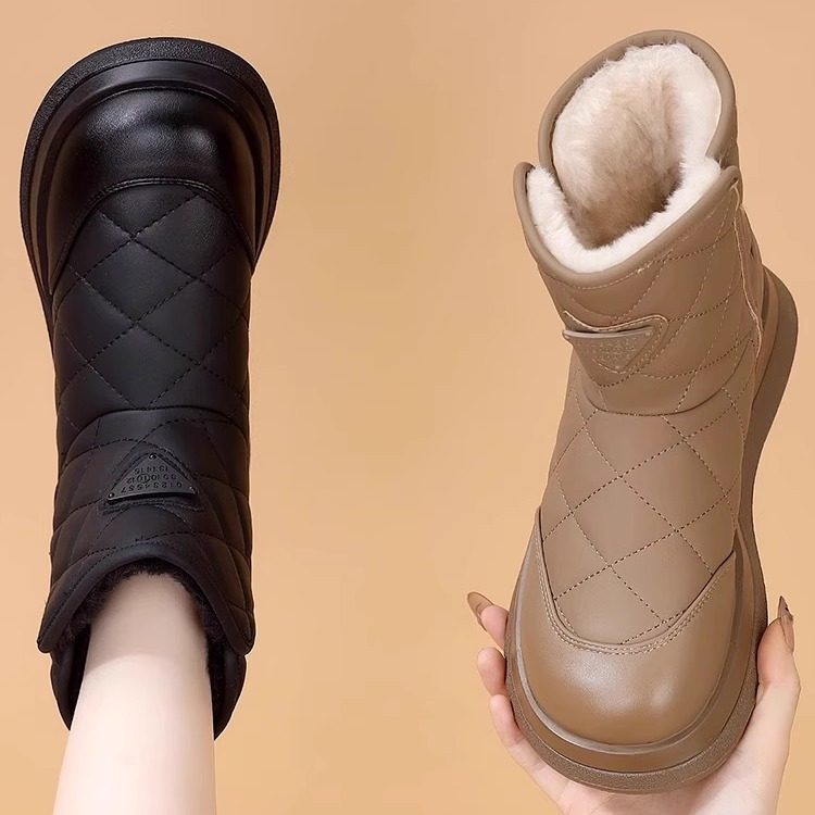 品牌鞋真皮平底雪地靴女2024冬季新款防滑软底加绒加厚抗寒大棉鞋,女鞋,时尚雪地靴,淘宝优惠券,粉丝福利购,淘宝优惠卷