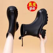 断码 品牌鞋 厚底马丁靴女2024秋冬加绒瘦瘦靴小个子切尔西短靴粗跟