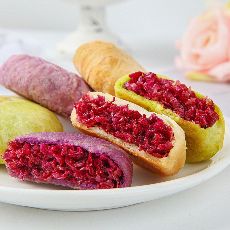 鲜花饼云南特f产原味经典玫瑰饼早餐整箱传统糕点心休闲零食品小