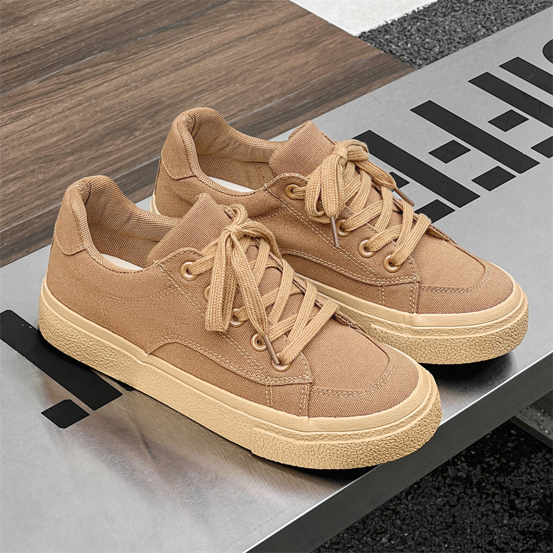 黑色帆布鞋男士2026年新款复古百搭透气厚底休闲板鞋运动时尚潮鞋,流行男鞋,帆布鞋,淘宝优惠券,粉丝福利购,淘宝优惠卷