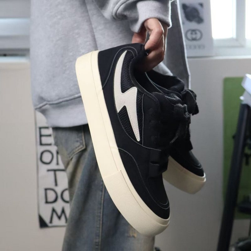 小众设计闪电板鞋男士2026新款网面透气帆布鞋潮流百搭休闲运动鞋,流行男鞋,休闲板鞋,淘宝优惠券,粉丝福利购,淘宝优惠卷