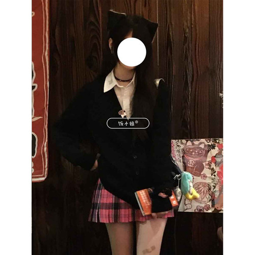 JK制服套装女学生针织开衫毛衣秋冬款日系学院风百搭外套长袖上衣