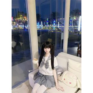 清新简约jk制服甜美学院波点蝴蝶结淑女风水手服短袖 夏 百褶裙套装