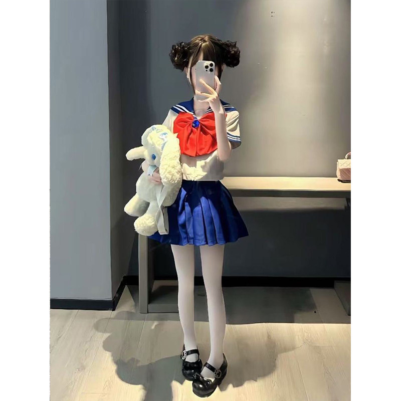 水手服美少女战士夏季套装稀有色jk制服学院风JK短裙粉色蓝色衬衫
