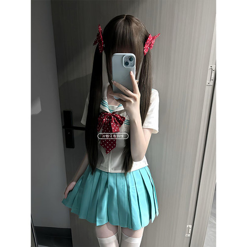 学院JK制服正统三本水手服搭配初音百褶裙软妹套装夏季新品上衣女