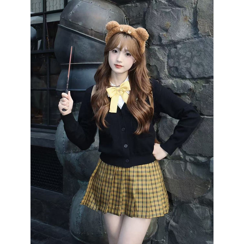 JK制服徽章针织短款开衫新款外套动漫学姐百搭学院风向日葵裙套装