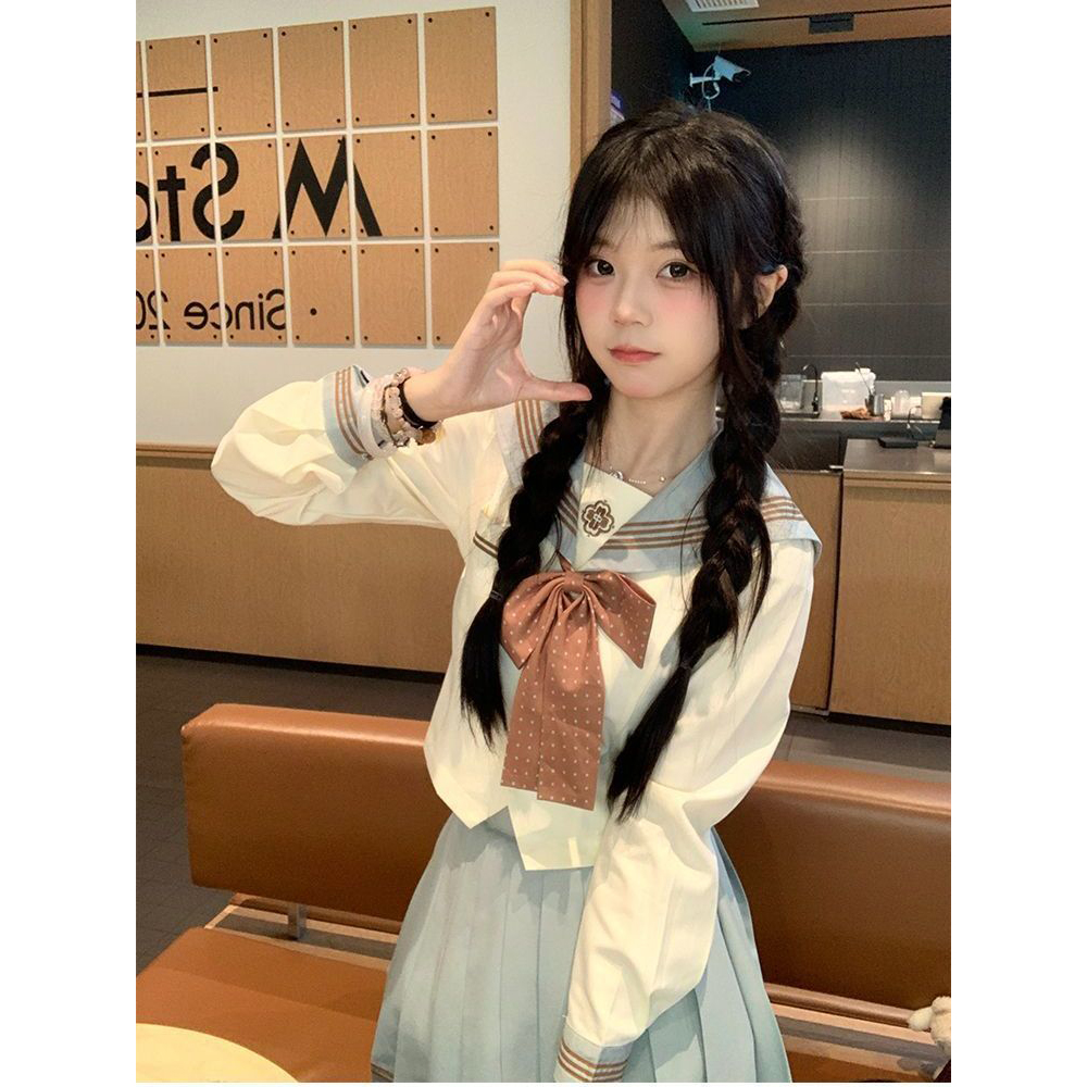 萌妹阳光可爱感JK制服套装水手服校供感学院风秋春长袖套装制服女