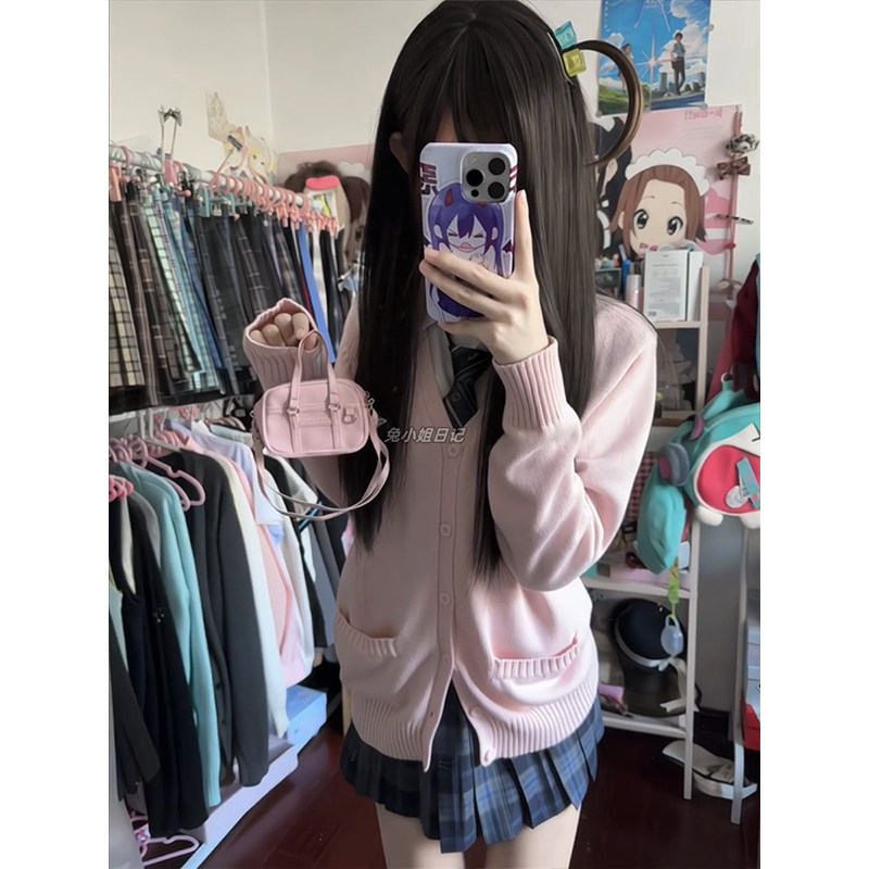 JK制服秋冬原创正版针织衫毛衣女学院风穿搭叠穿纯色百搭开衫外套
