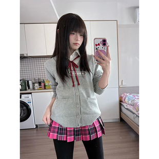 毛衣外套女jk制服套装校供感日系学院风针织开衫老头衫秋冬整套装