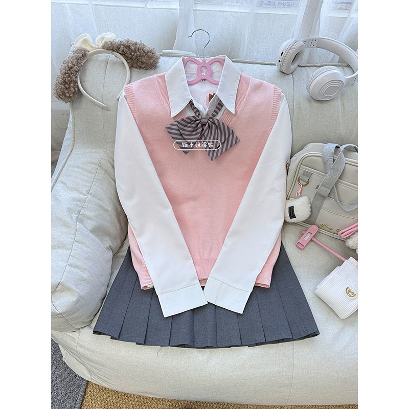 日系原创学院JK制服百搭上衣马甲背心针织衬衫新年套装软妹格裙女,女装/女士精品,时尚套装,淘宝优惠券,粉丝福利购,淘宝优惠卷