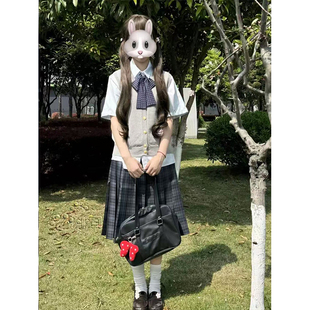 宽松衬衫 新款 马甲背心内搭短袖 夏季 女百搭海苔中裙 原创JK制服开衫