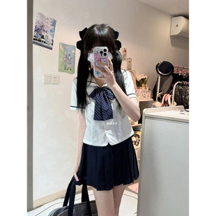 校供感穿搭 夏季 新款 学院风原创水手服中山道线JK制服短袖 短裙套装