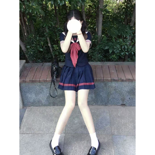 套装中间水手服长短袖衬衫上衣新款穿搭学院风桑莓果JK短裙夏新款