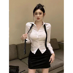 办公室包臀裙职业装 性感长袖 ol纯欲修身 御姐风秘书制服套装 衬衫