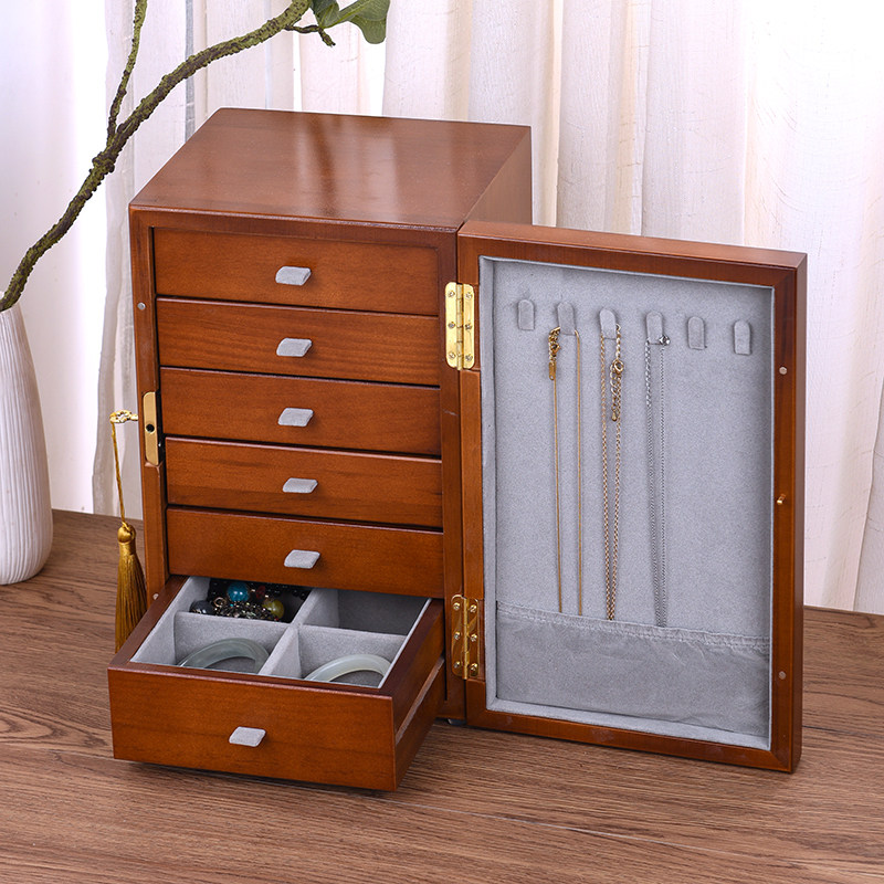 实木黄金首饰收纳盒高档精致2026新款耳饰项链手饰品收纳盒防氧化,收纳整理,首饰盒,淘宝优惠券,粉丝福利购,淘宝优惠卷