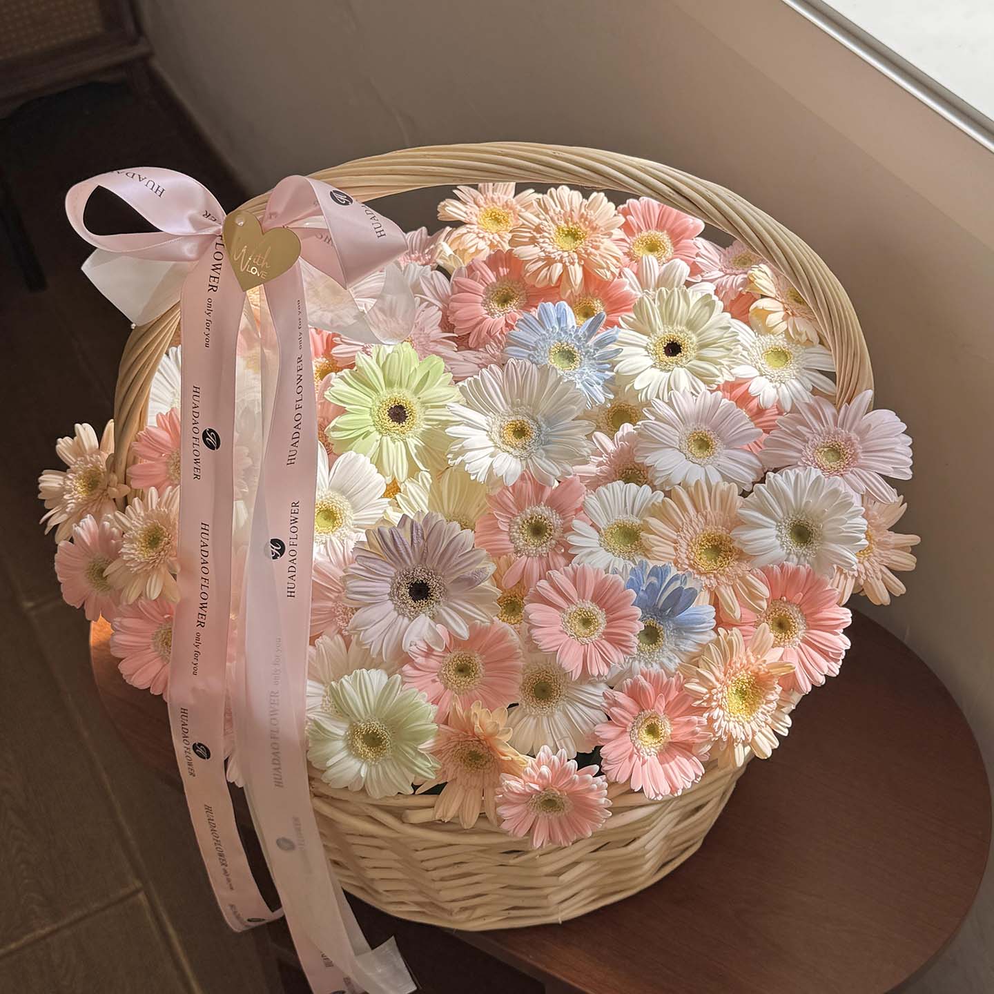 玉镜华沙弗朗手提花篮花束女友生日鲜花速递同城配送杭州上海广州