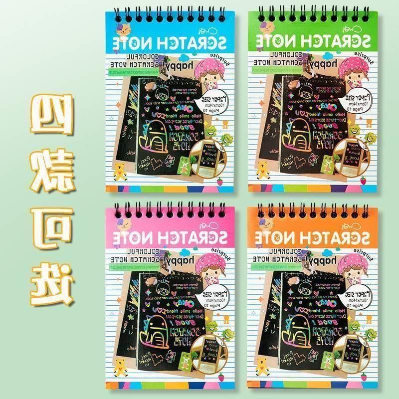 DIY Scratch note Black cardboard draw sketch notes for kid