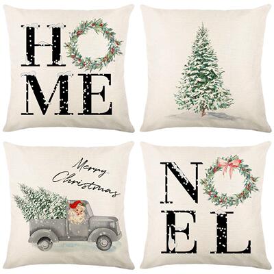 Christmas Pillow Covers 18x18 Set of 4 Farmhouse Decoration