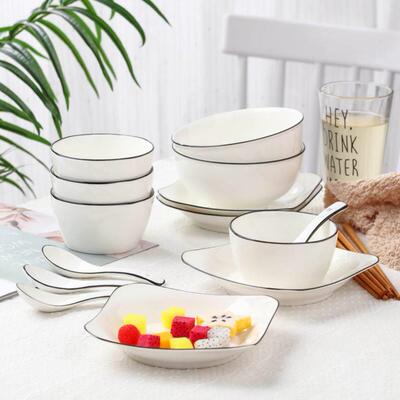 piece set household ceramics dinner bowls plates dish no