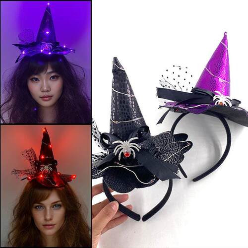1PCS Glow LED Hair Hoop Headdress Halloween Festival Party W
