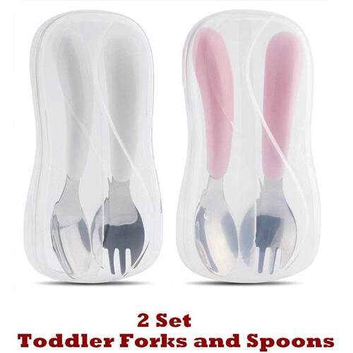 Toddler Forks and Spoons Self Feeding Flatware Utensils kids