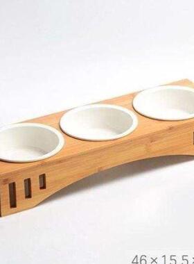 Cat Bowl Two Bowls Wooden Solid Wooden Rack Pet Dog 宠物碗