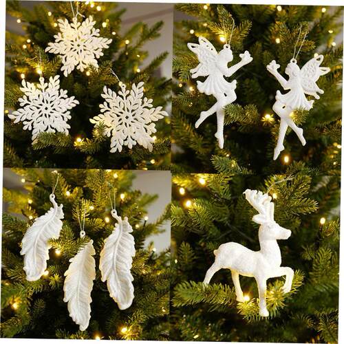 Christmas Tree Hanging Ornaments Snowflake Angel Deer White