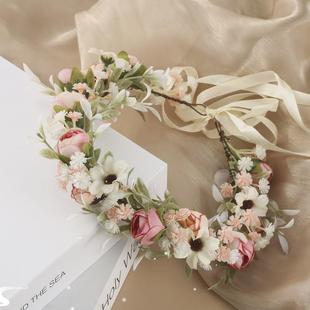 Girl Flower Wreaths Garland Crown Baroque Hairband Jewelry f