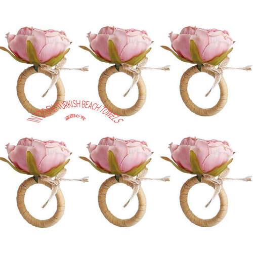 12PACK Pink Peony Flower Napkin Ring粉色花朵餐巾扣西餐口布圈