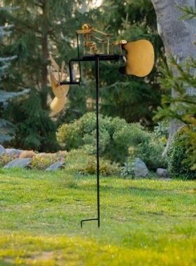 Metal Drummer Windmill Garden Decoration Easy to Install