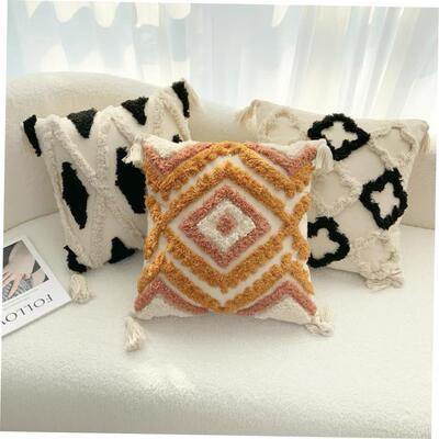 cushion cover pillow case cushion tassels 绒菱形毛绒枕头枕套