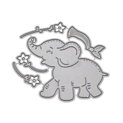 Elephant Flower Cutting Dies Greeting Invitation Message