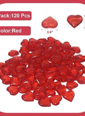 120 Red Heart-shaped Imitation Vase Filled With Acrylic