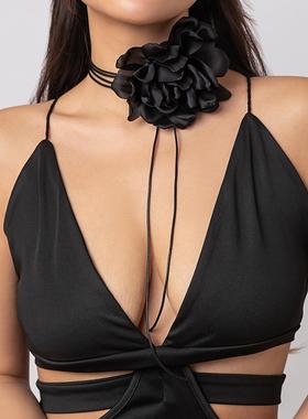 pull-up fabric floral collar and personalized necklace项链