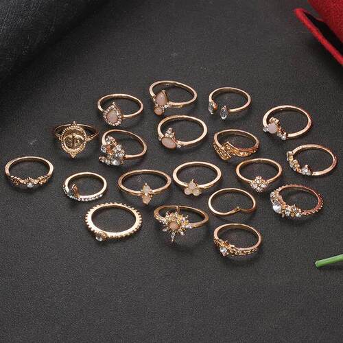 镶钻戒指 retro European American diamond joint ring 19-piece