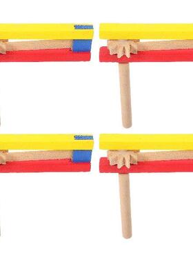 4 Pcs Ratchets Wooden Castanet with Long Handle Grasp