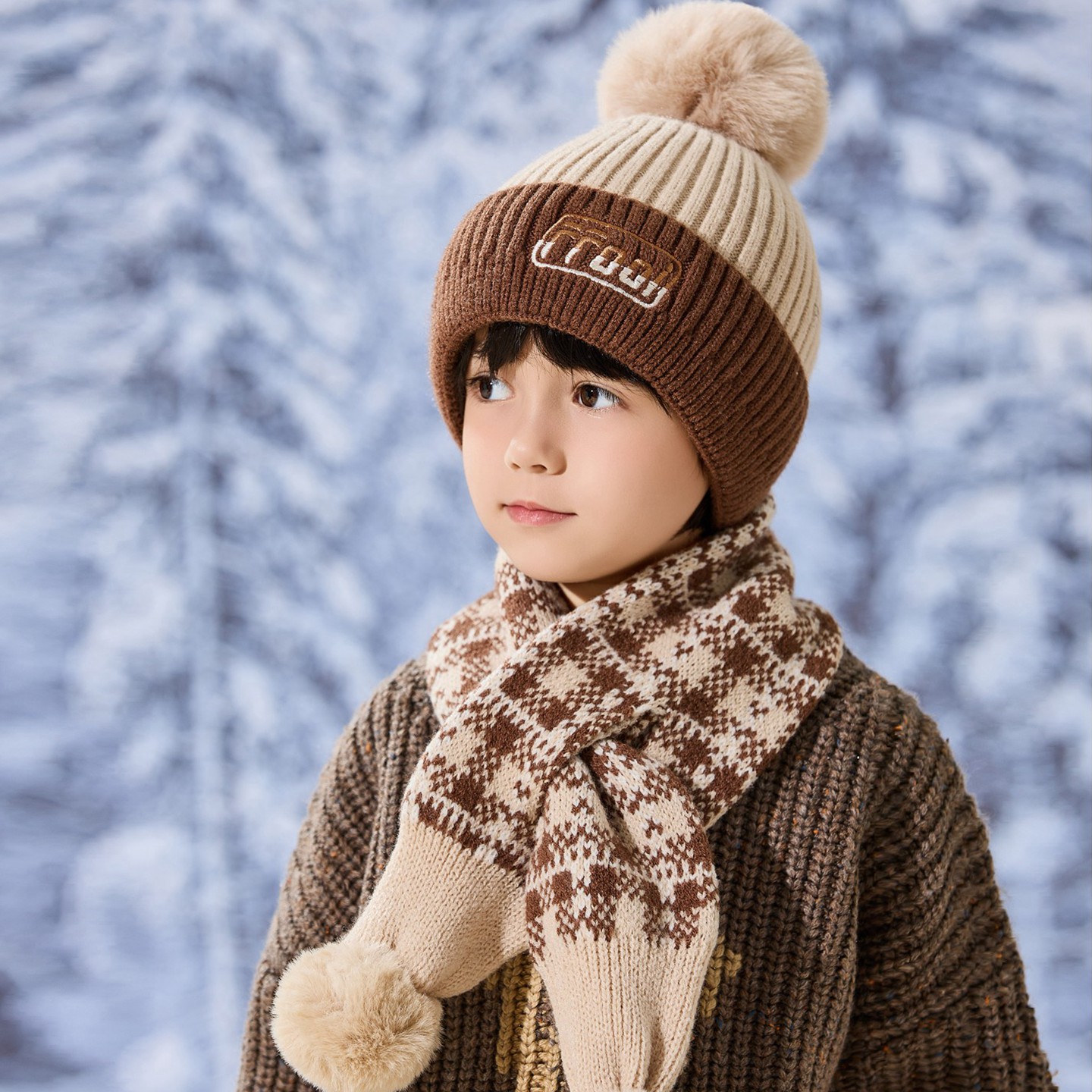 毛线韩版秋冬季围巾两件套针织