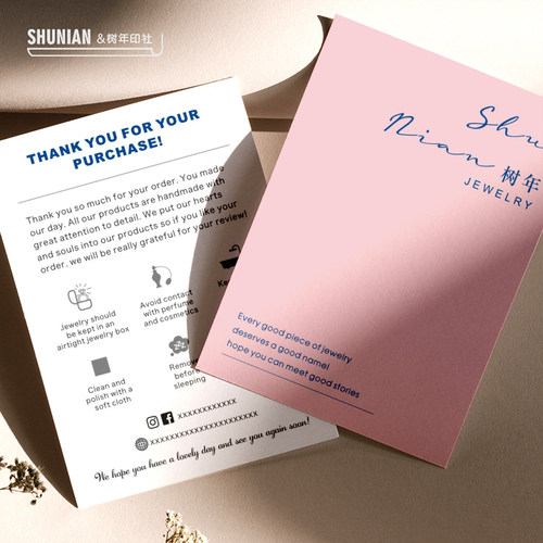 英文饰品保养卡银饰售后卡